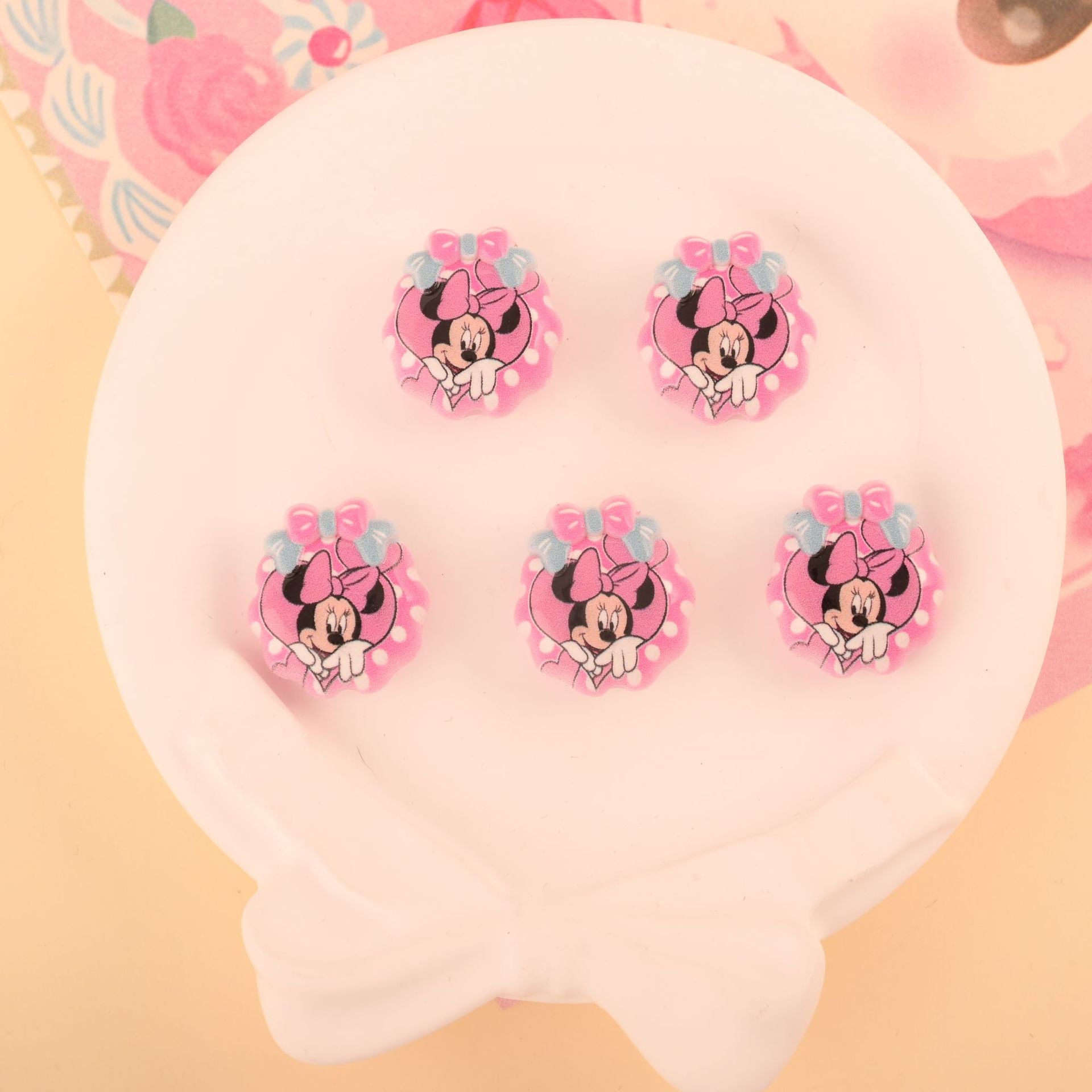 Wholesale 10pcs Acrylic pink beaded spray paint printing design OLY Exclusive