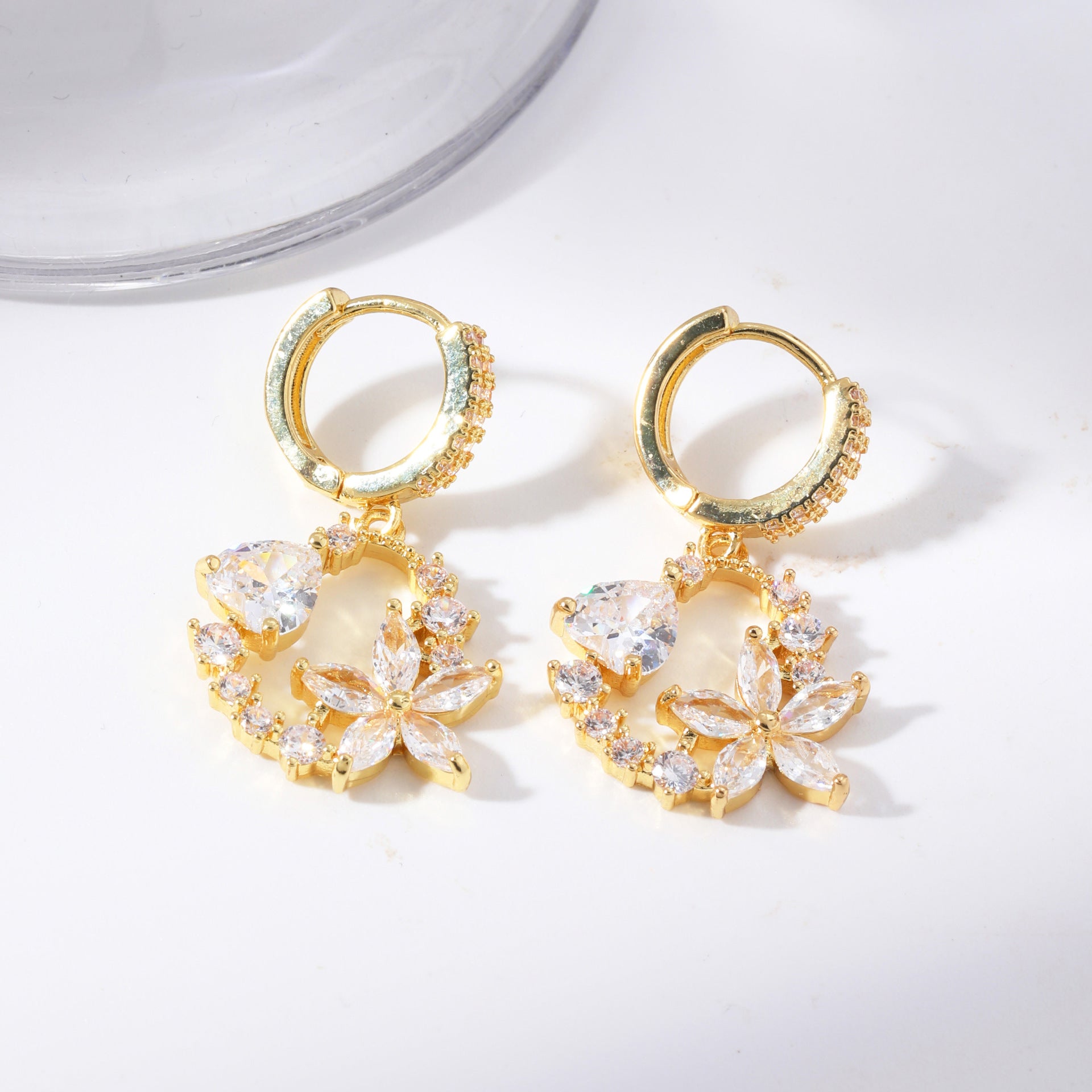 Wholesale  Flower Leaf Heart Pendant Earrings Valentine' s Day Birthday Gift