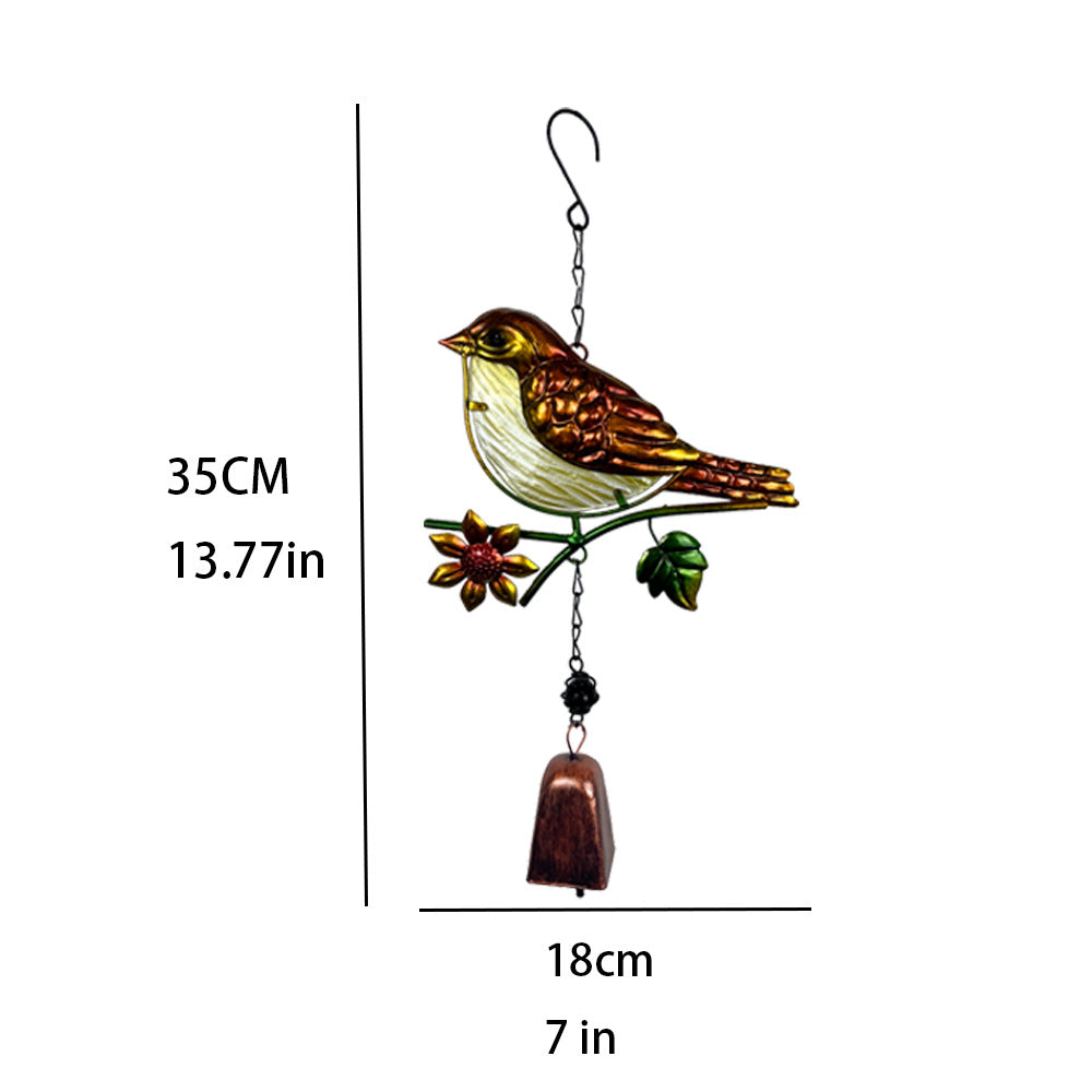 Wholesale Bird wrought iron glass painted wind chimes