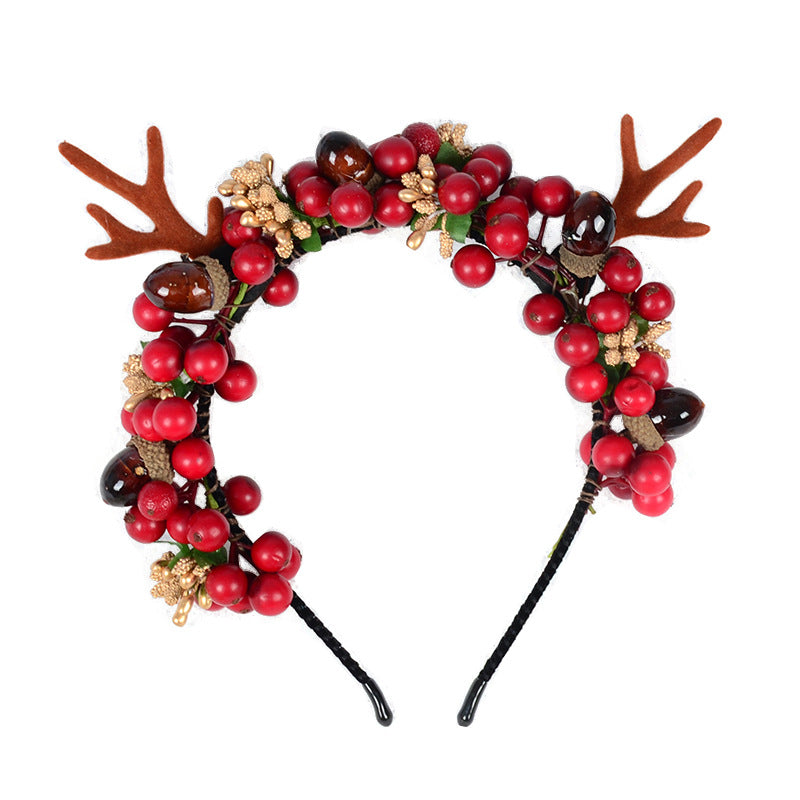 Wholesale Christmas Plastic Simulated Berry Antler Headbands