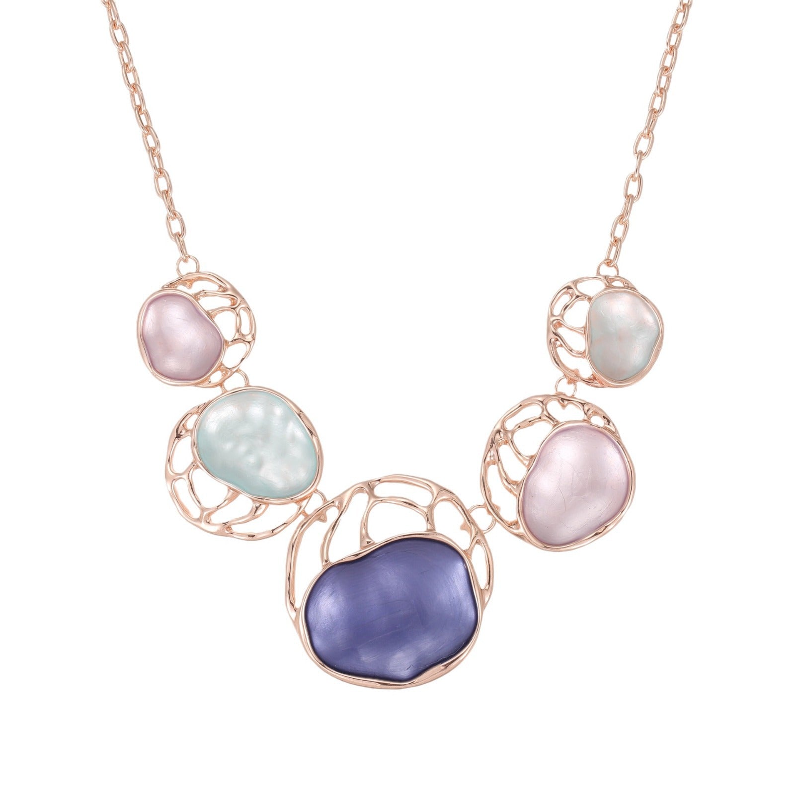 Wholesale New Colorful Painted Oil Openwork Oval Flower Necklace