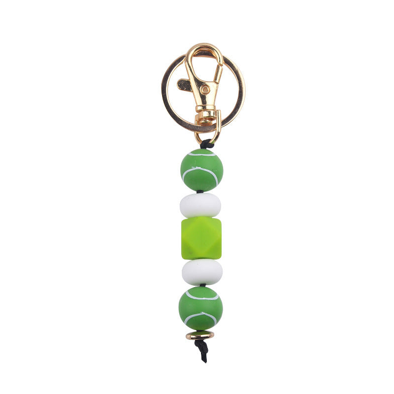 Wholesale Sports Basketball Football Soccer Silicone Beaded Lanyard Keychain