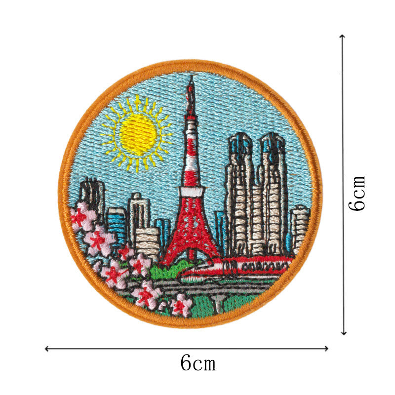 Wholesale World City Landmarks Iron On Embroidered Patches 9 Piece Set DIY Craft Supply Decorative For Clothes Backpack Journal Towel Fashion Accessory Gift