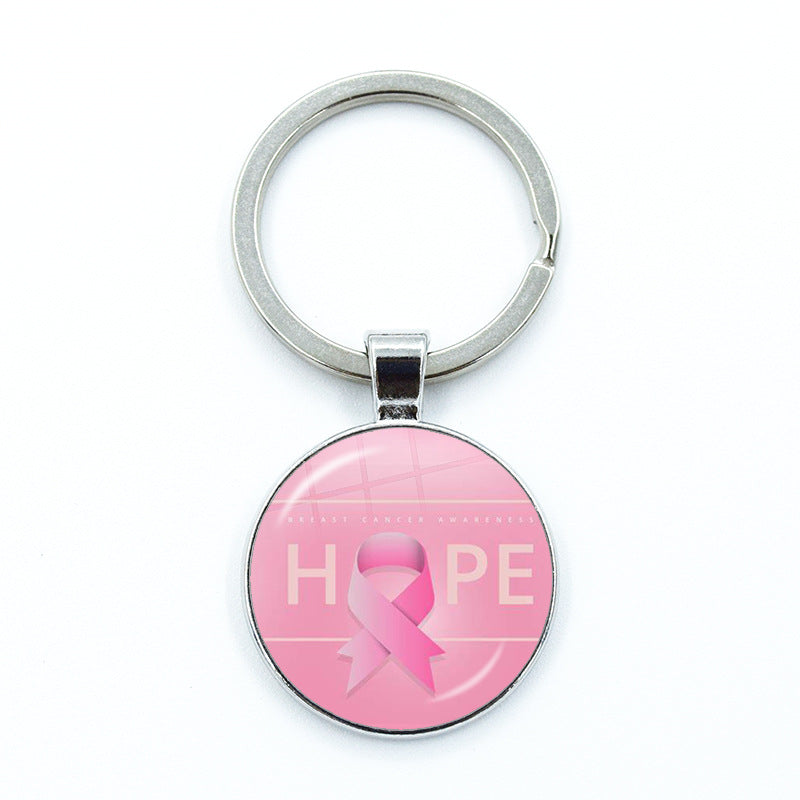 Wholesale Care Breast Cancer Vermicelli with Zinc Alloy Key Chain