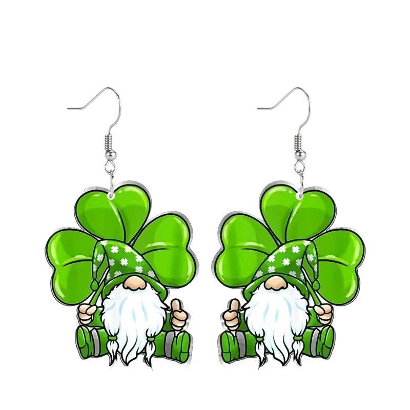 Wholesale St.  Patrick' s Day four-leaf clover acrylic earrings
