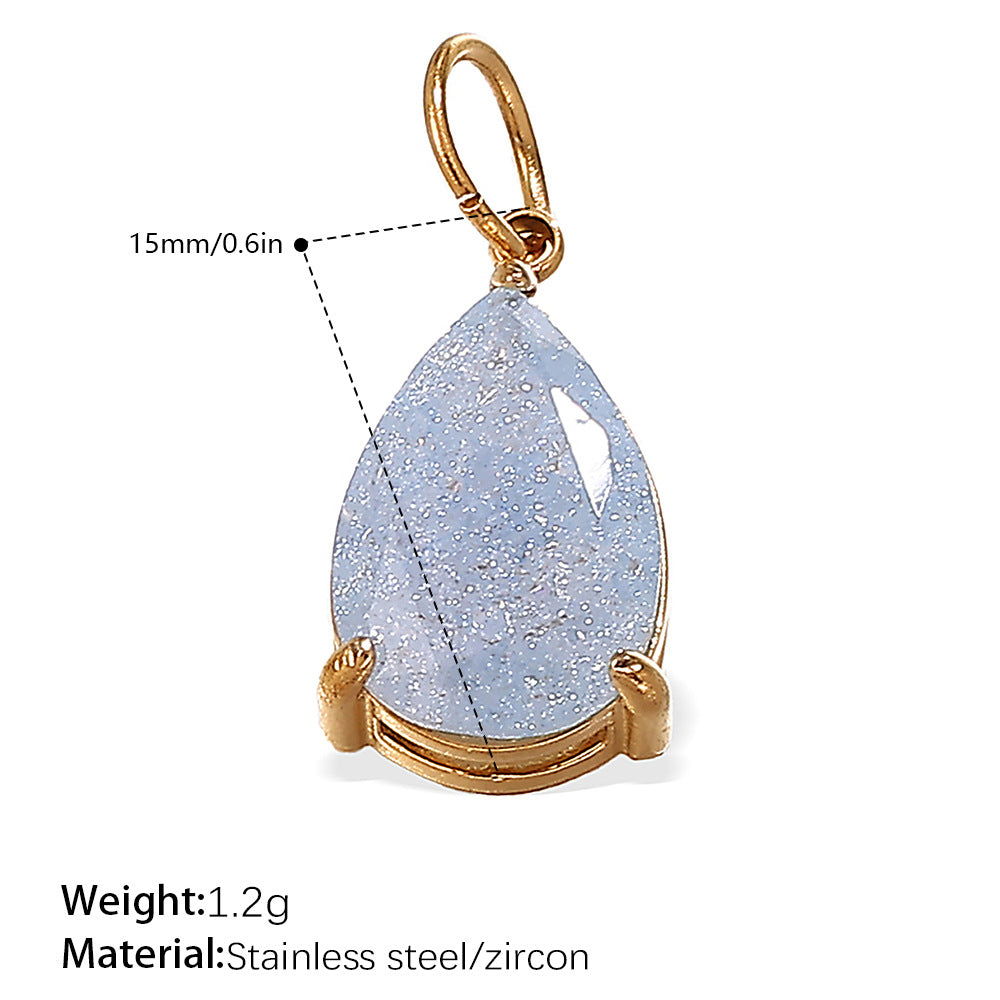 Wholesale Stainless steel 18K gold-plated geometric colorful gemstone rectangular star pendant necklace