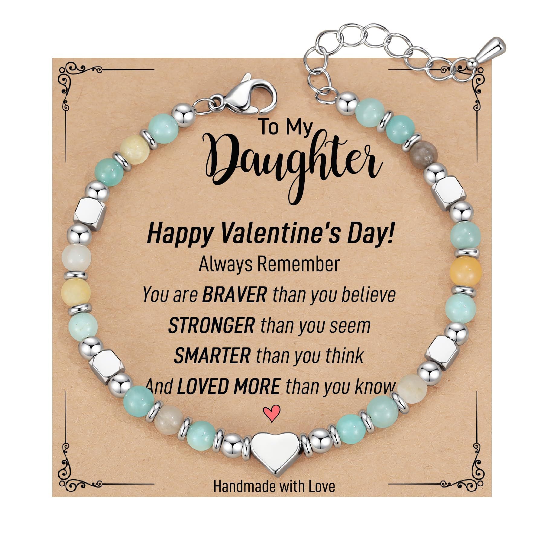 Wholesale  Natural Stone Crystal Peach Heart Colorfuled Beaded Stainless steel Bracelet