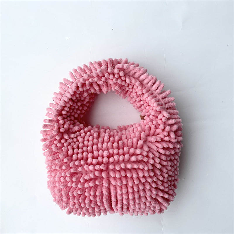 Wholesale Autumn and Winter New Mop Plush Handbag Candy Color Lunch Box Bag