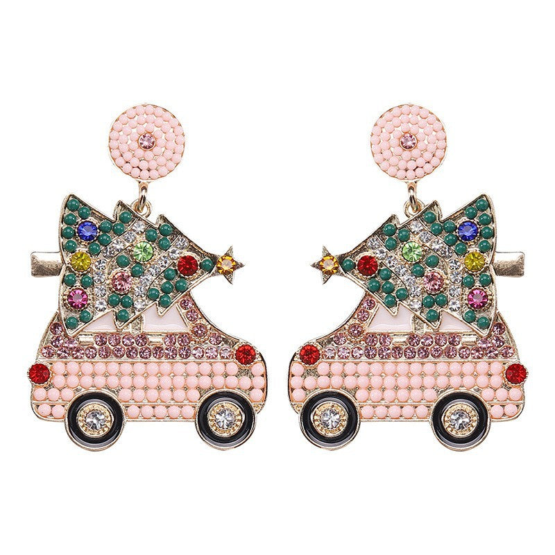 Wholesale Christmas Cartoon Faceless Doll Red Guard Diamond Earrings