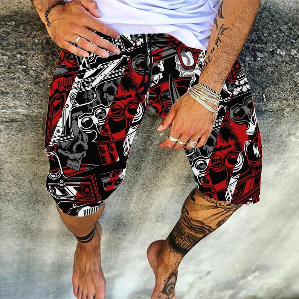Wholesale 3D beach shorts trend color map printing surf shorts for men and women Swimwear