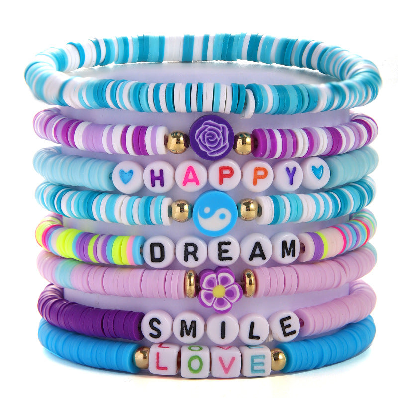 Wholesale Pink Rainbow Flower Sweet Valentine's Day Multi-strap Bracelet