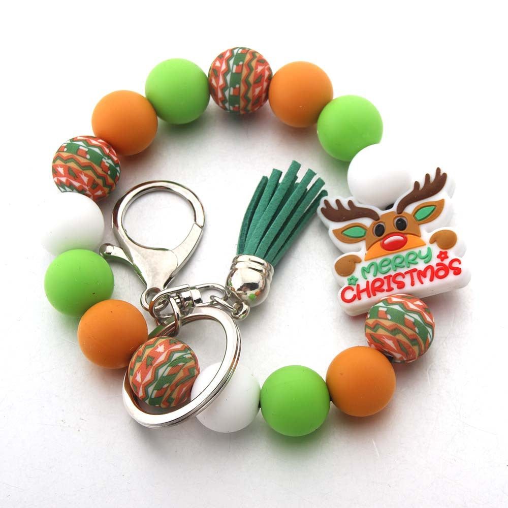 Wholesale Silicone Cartoon Christmas Elk Boots Bracelet Tassel Bracelet Keychain