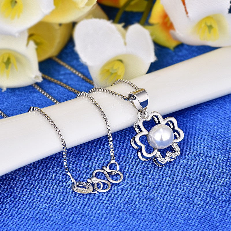 Wholesale Copper Four Leaf Clover Pearl Necklace