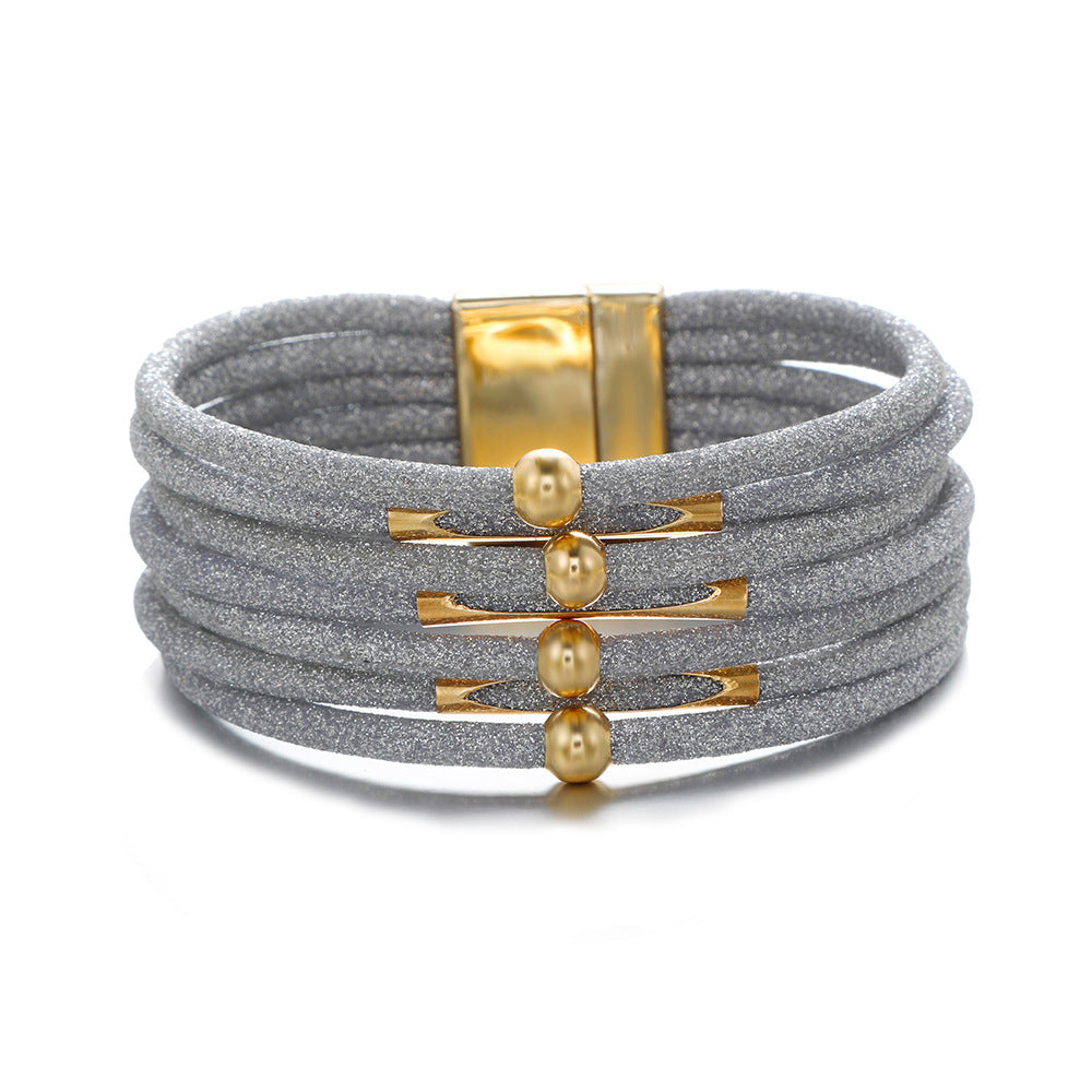 Wholesale Alloy Leopard Print Magnetic Beaded Rope Bracelet Copper Pipe Jewelry