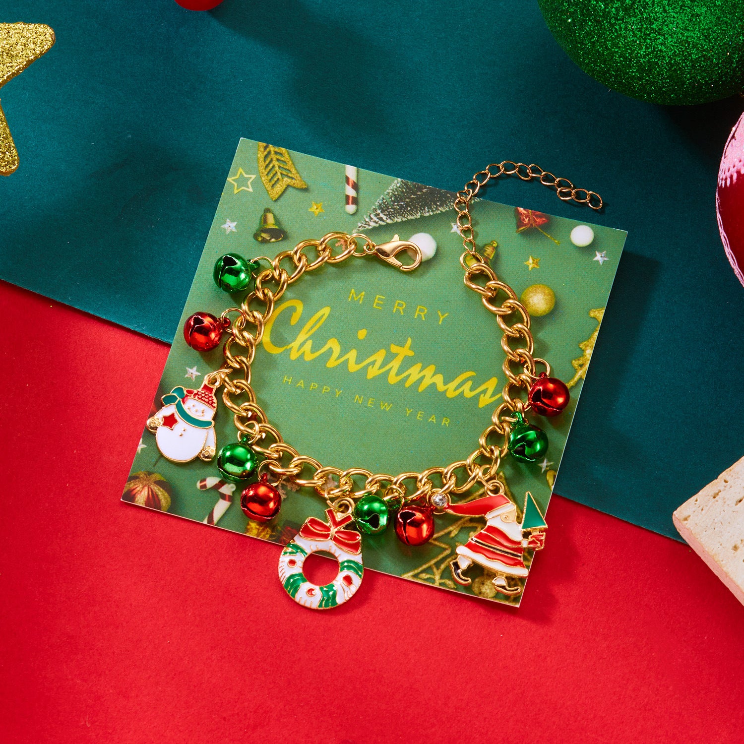 Wholesale Snowman Bell Pendant Bracelet Necklace Set