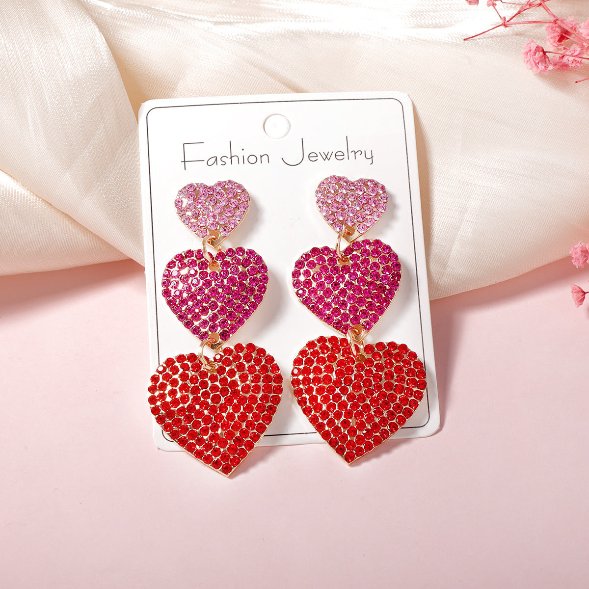 Wholesale Love Full Diamond Valentine' s Day Blingbling Earrings