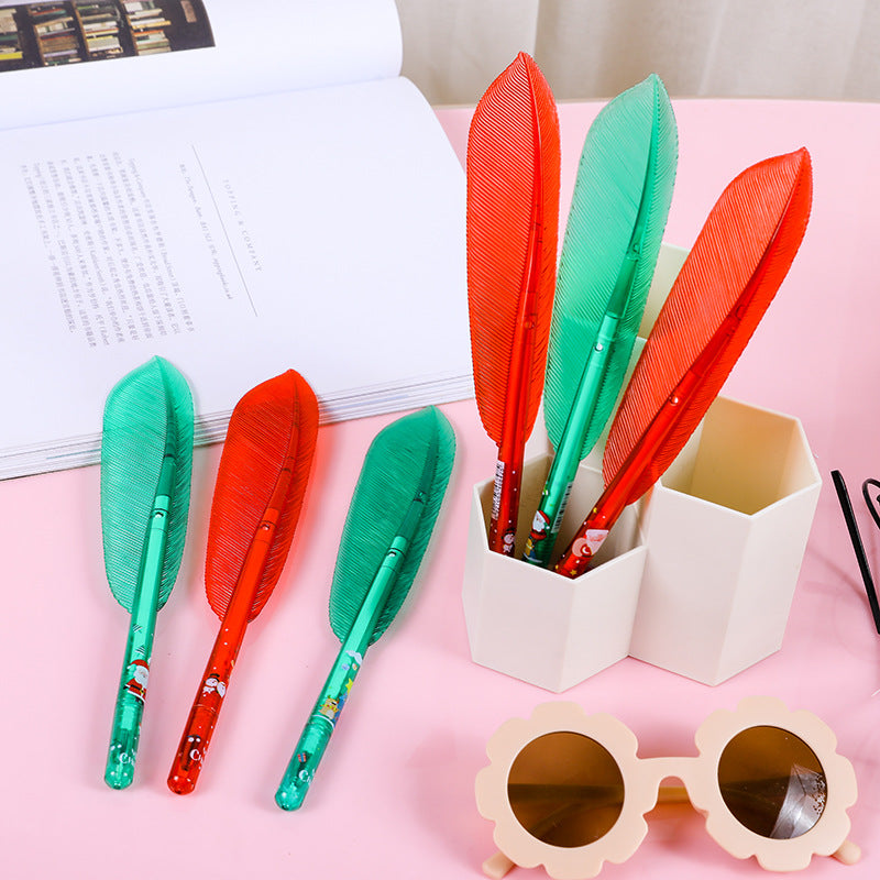 Wholesale Plastic Christmas Feather Rollerball Pen