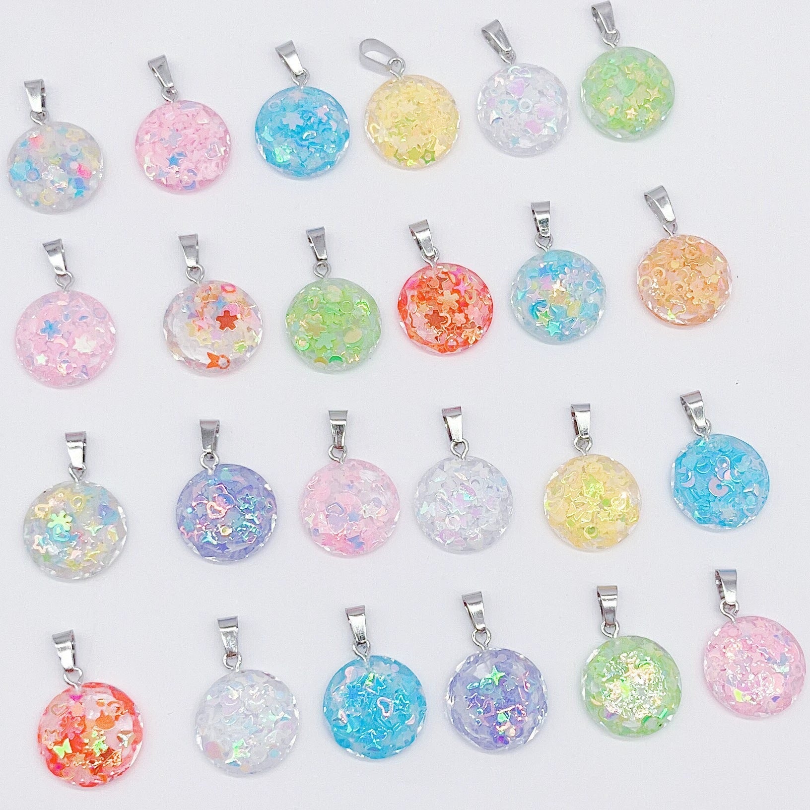 Wholesale 10pcs Luminous Fluorescent Cross Hexagonal Column Moon Heart Acrylic Beads