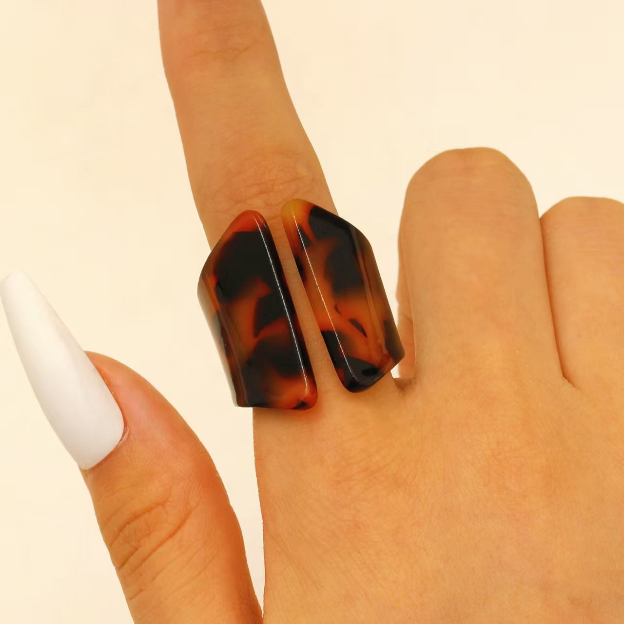 Wholesale Maillard Autumn and Winter Line Wide Leopard Print Ring