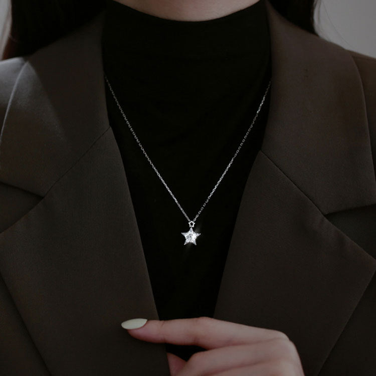Wholesale 925 Sterling Silver Star Studded Diamond Necklace