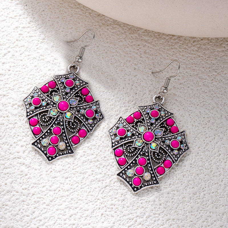 Wholesale Bohemian style turquoise flower earrings