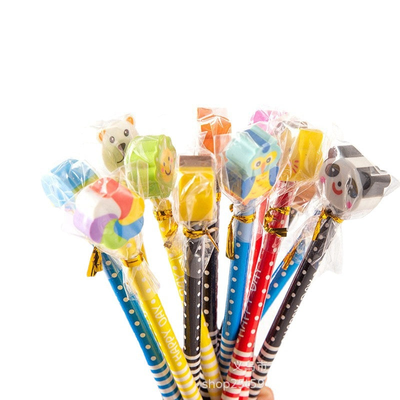 Wholesale Cartoon Pencil Eraser HB Wooden Pencils