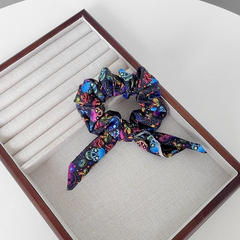 Wholesale Hair Ring Fabric Printing Pumpkin Ghost Bat  Strap