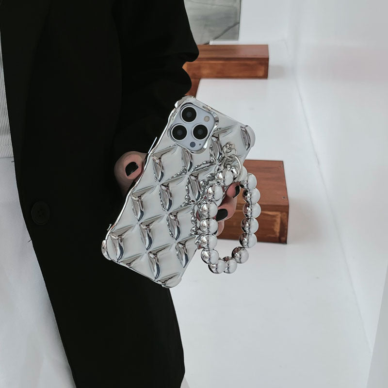 Caso de teléfono de pulsera de cadena de rombo plástico al por mayor