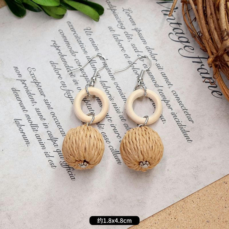 Wholesale Bohemian Leisure Holiday Rattan Earrings