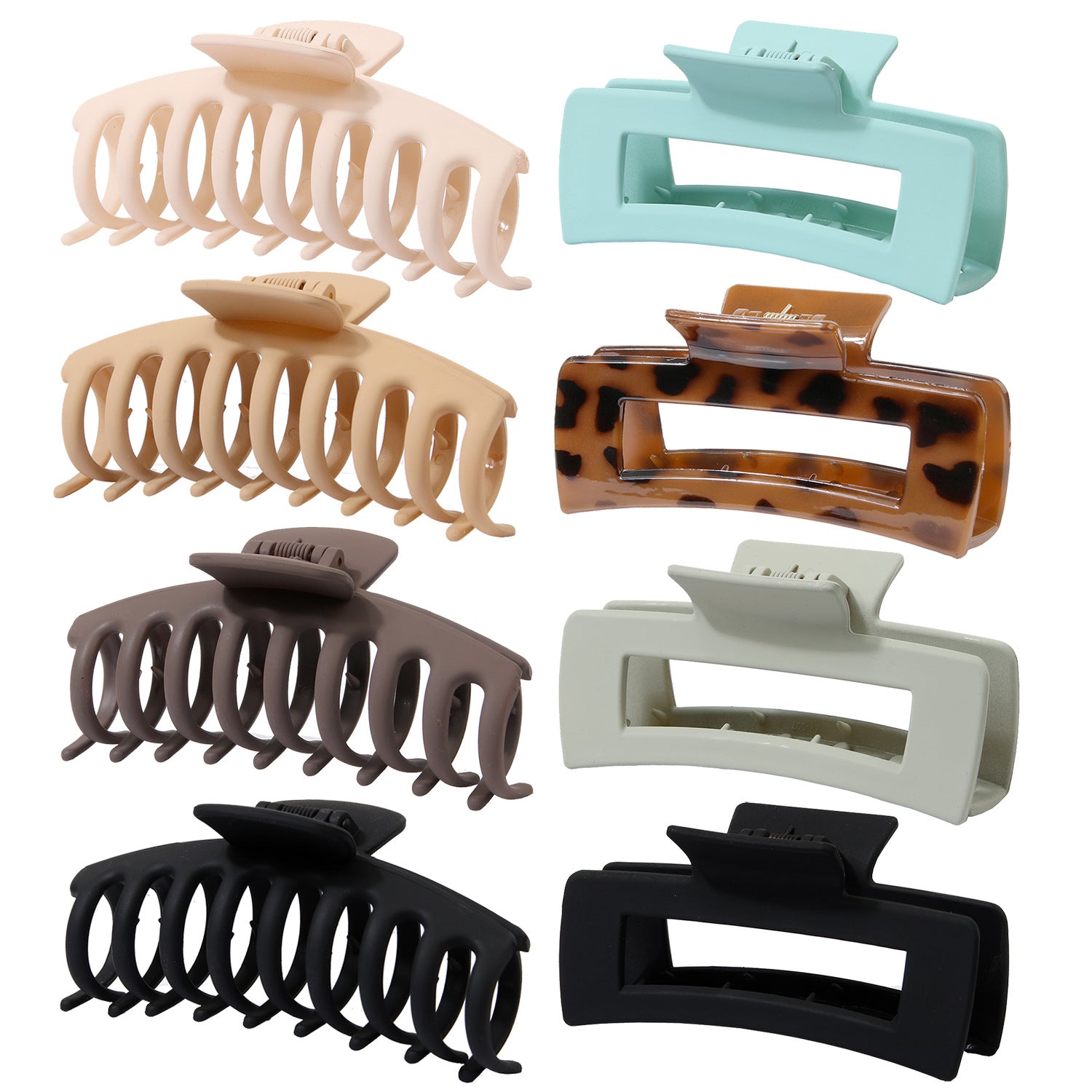 Wholesale 8PCS Seamless Frosted Rectangular Resin Hair Clips