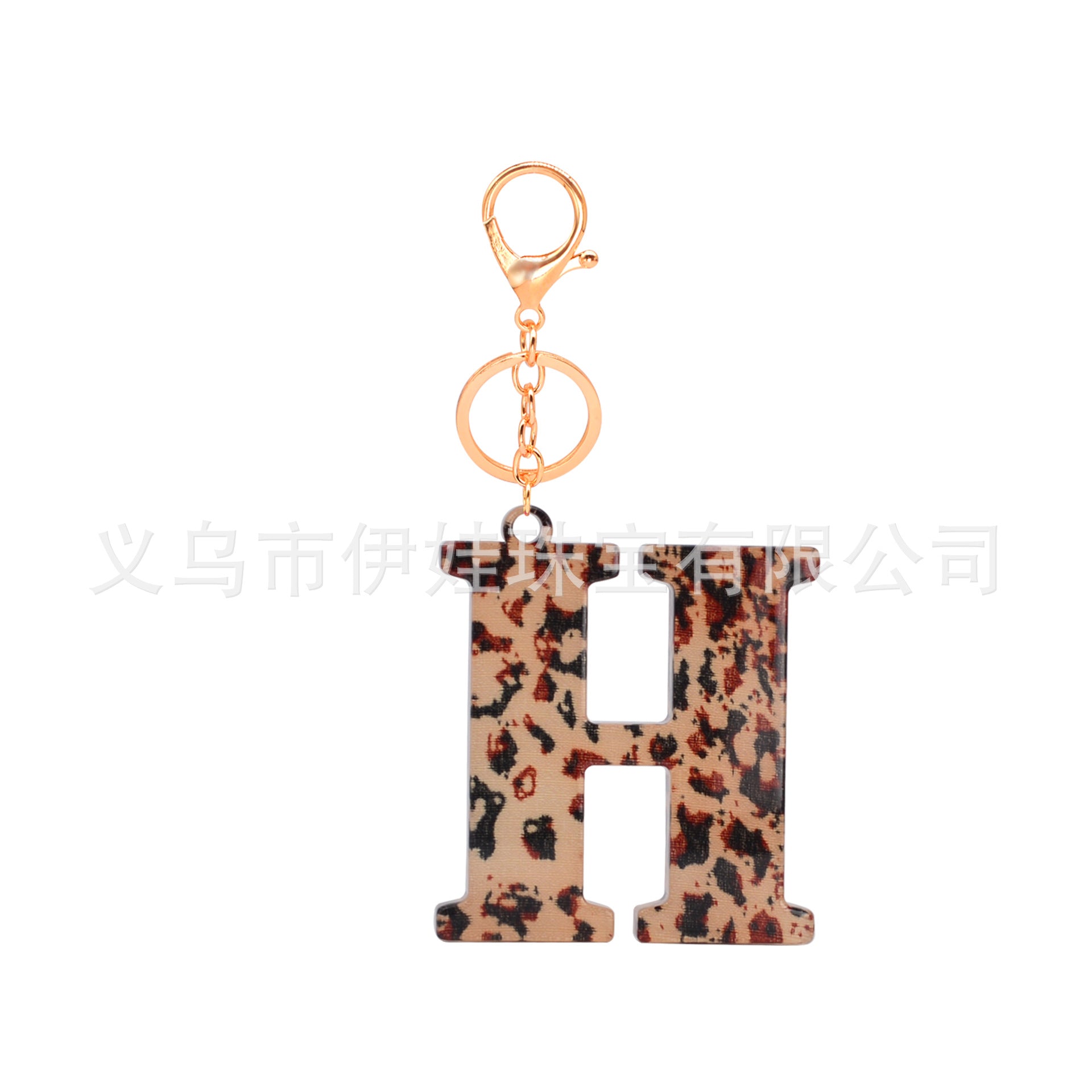 Wholesale  26 letters complete  Acrylic leopard print letter keychain