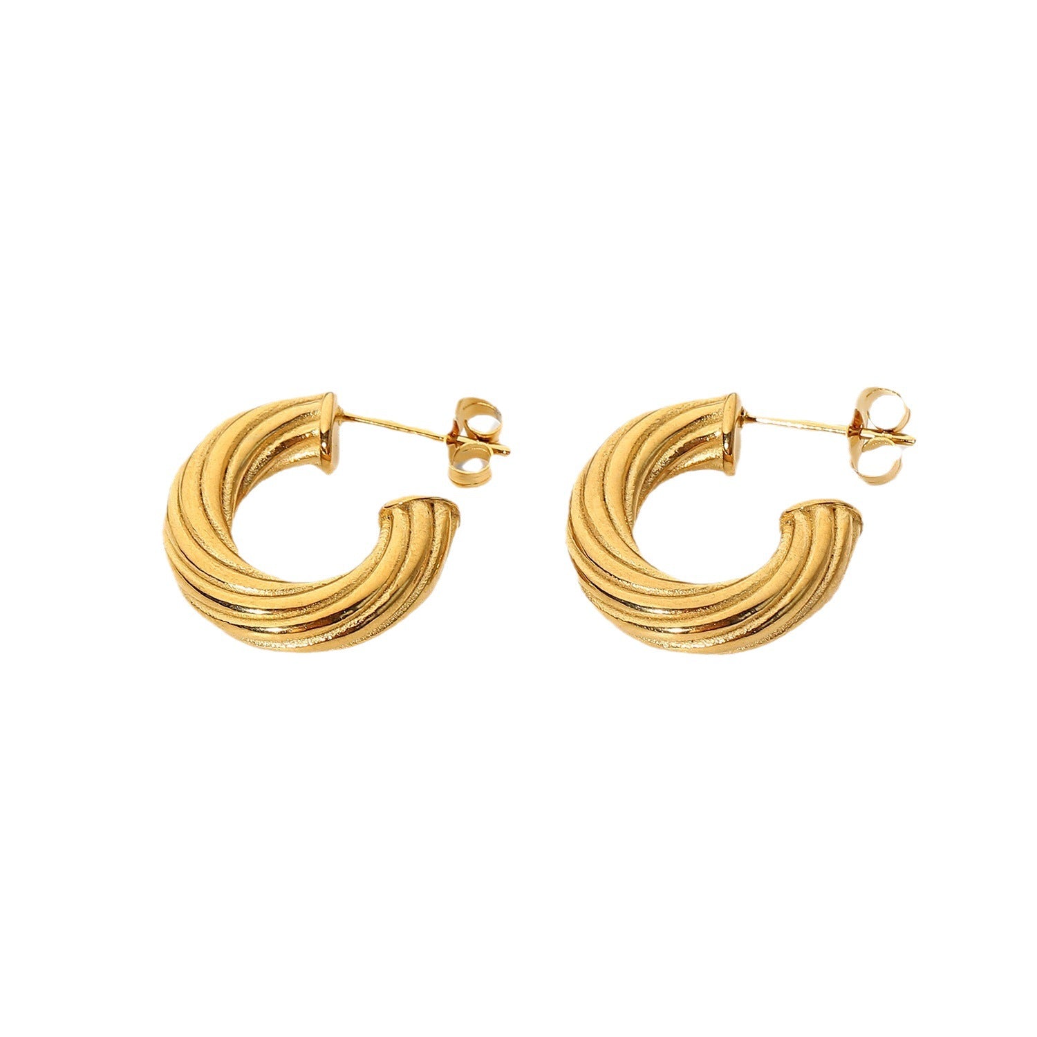 Wholesale 18K Gold Plated Stainless Steel Twisted Earrings