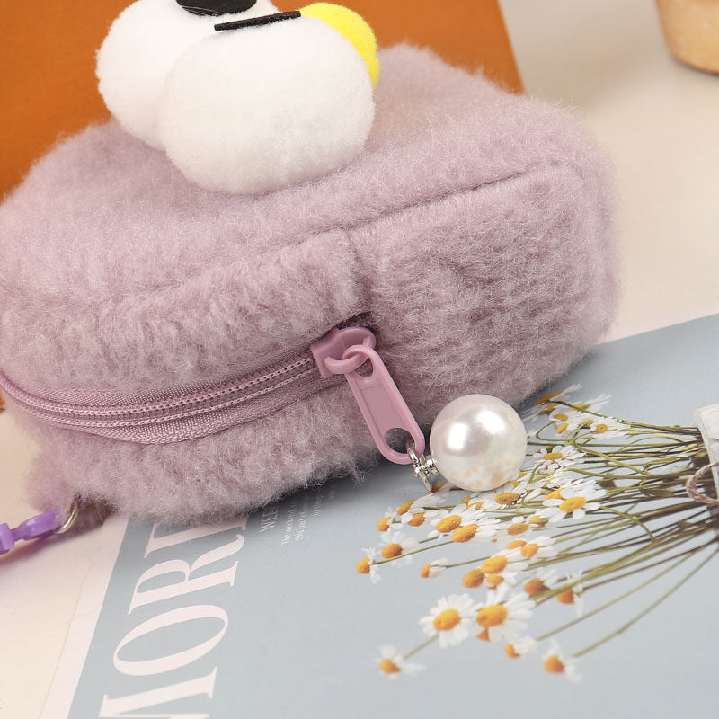 Wholesale Three-dimensional Chick Backpack Type Plush Key Coin Purse