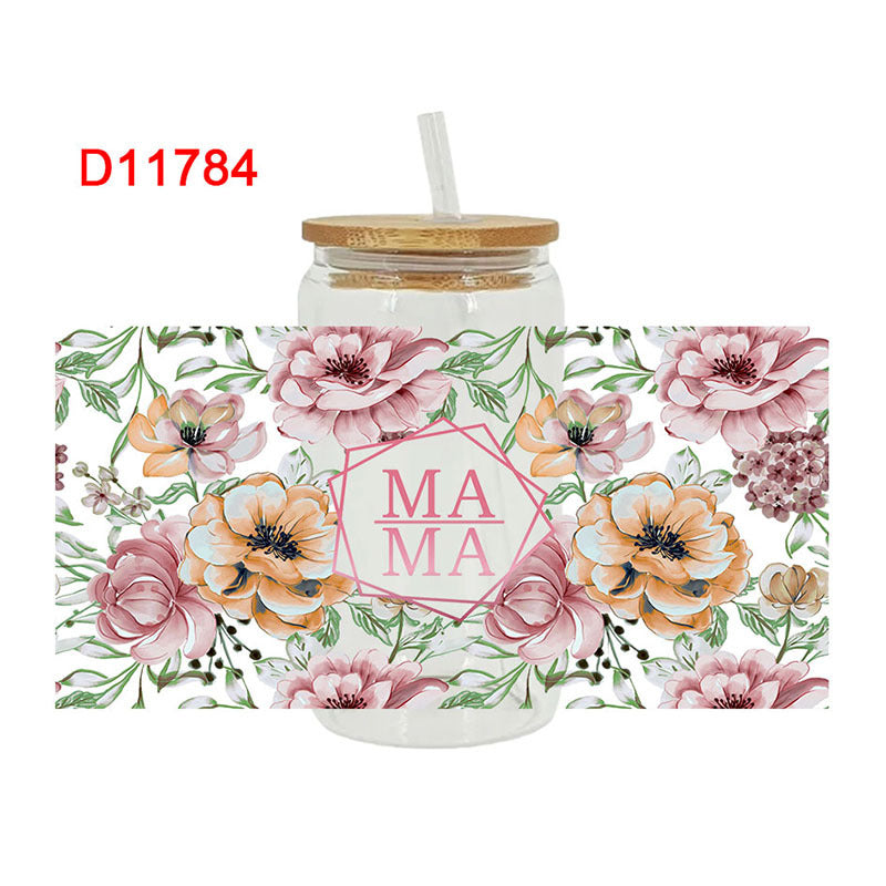 Wholesale Mother's Day with Colorful Flowers 16oz Cup UV DTF Wraps