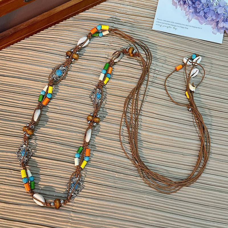 Wholesale Women's Versatile Dress Accessories Waist Rope Bohemian Braided Hemp Rope Waist Chain Thin Belt