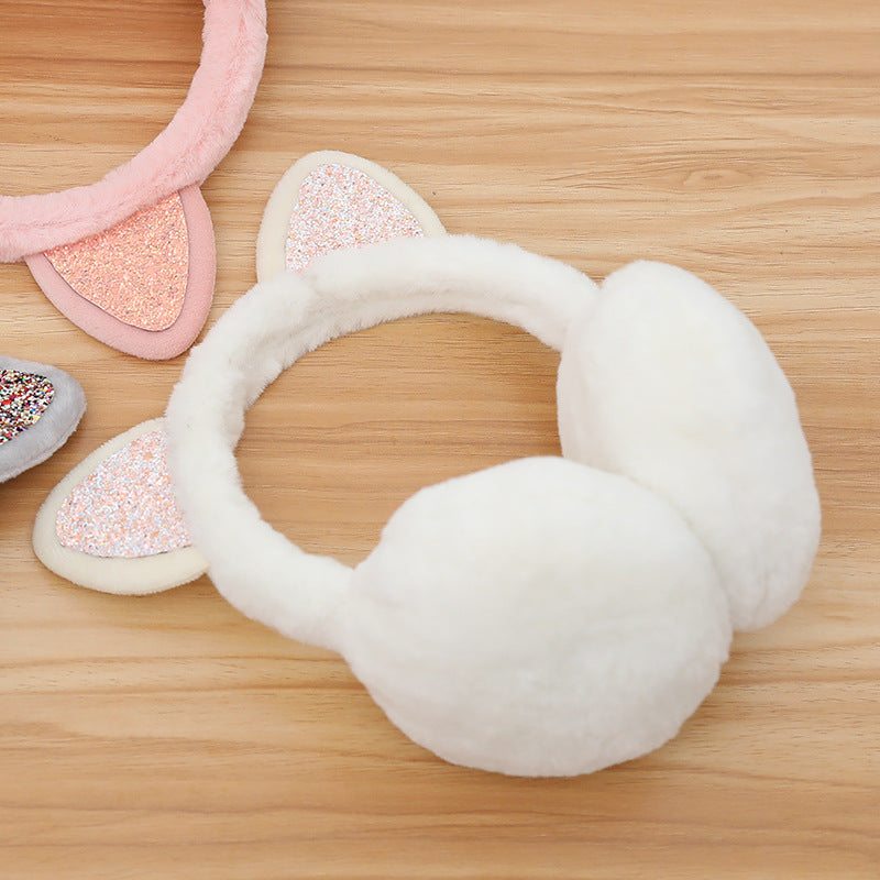 Wholesale Cat Ears Shiny Plush Cute Winter Cold Protection Warm Earmuffs