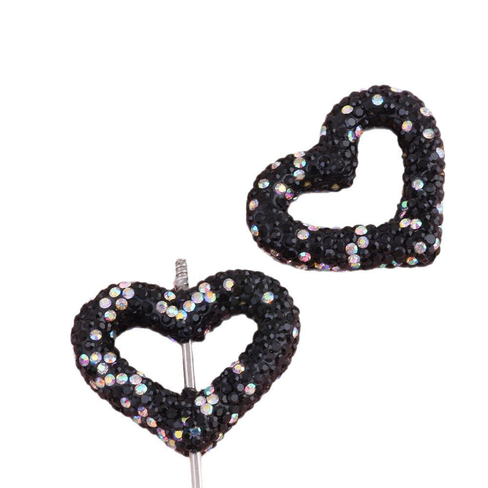Wholesale 10pcs Hollow out heart-shaped water drill filled with clay straight hole beads