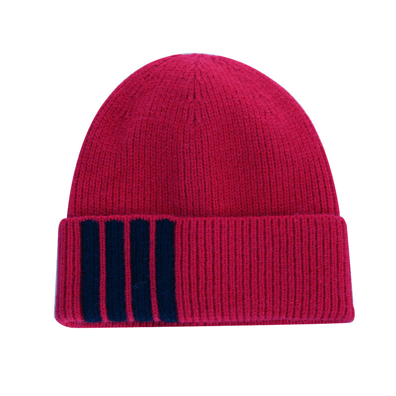 Wholesale Knitted Hat Simple Striped Woolen Hat