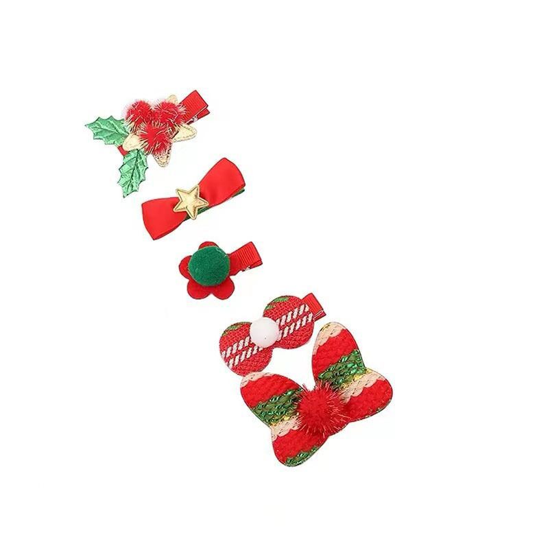 Wholesale Christmas Girl's Bow Christmas Tree Duckbill Clip Children's Cute Plastic Hair Clip