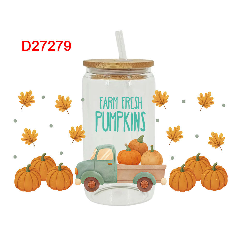Wholesale  Pumpkin animal harvest  16oz Cup UV DTF Wraps