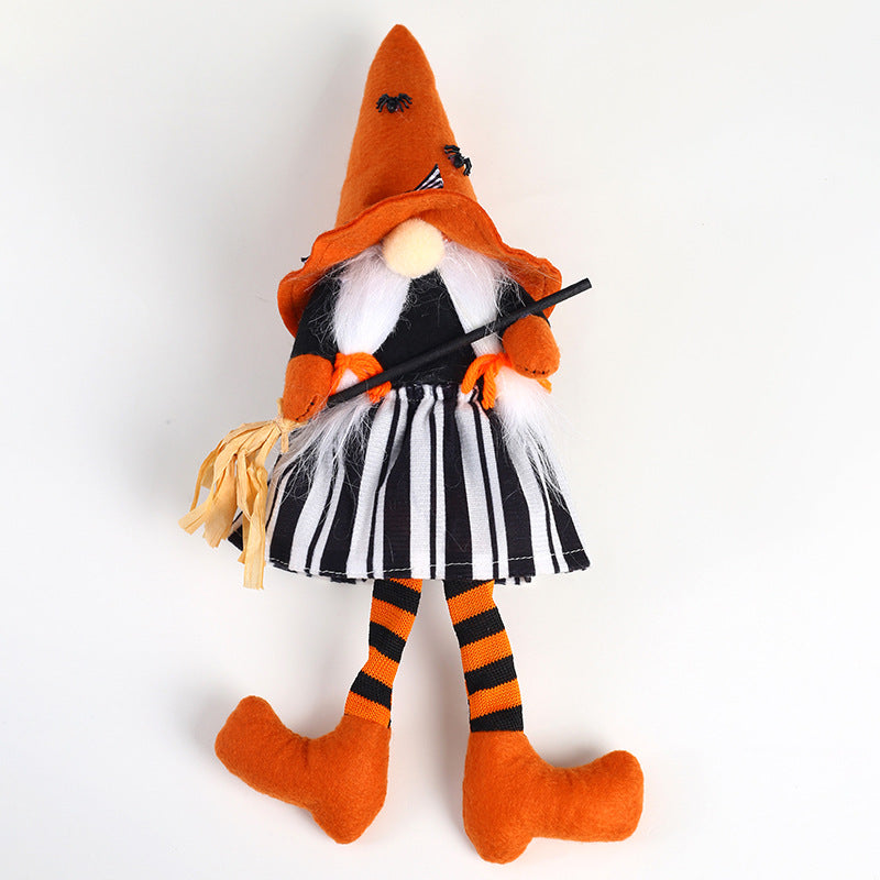 Wholesale  New Halloween Broom Witch High Hat Gnome Faceless Old Man Decoration Ornaments