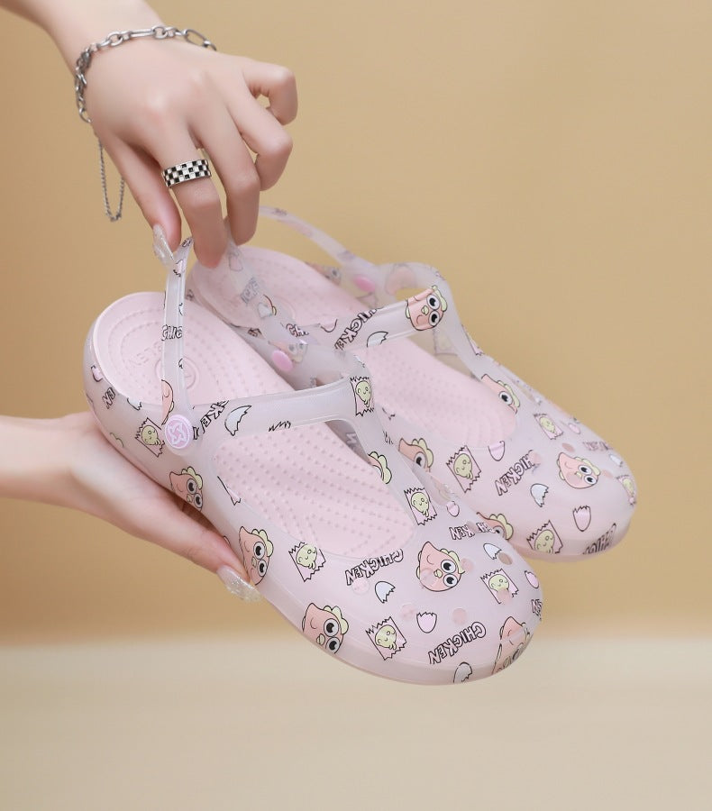 Wholesale Summer Outer Wear Rubber Seaside Beach Women Non-slip Mary Jane Slippers