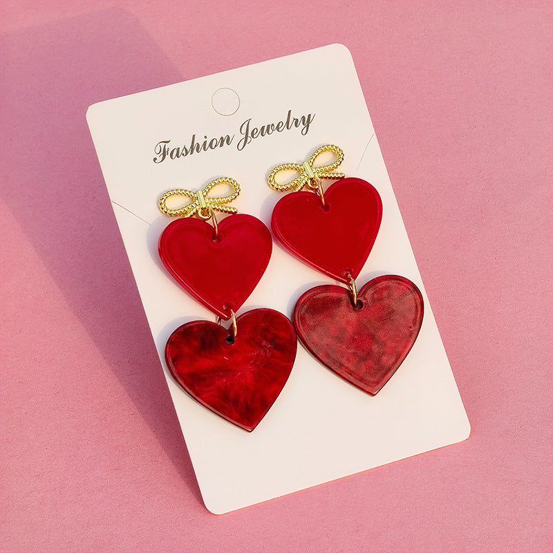 Wholesale Red Love Series Butterfly Knot Valentine' s Day Acrylic Earrings