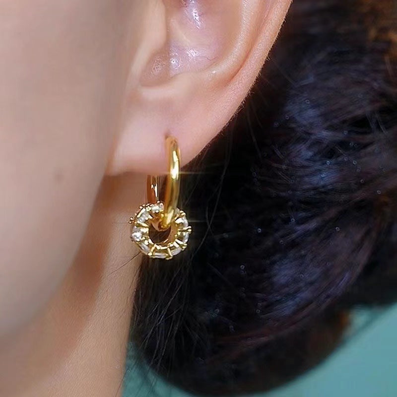 Wholesale Zircon small hoop earrings Hong Kong style retro earrings