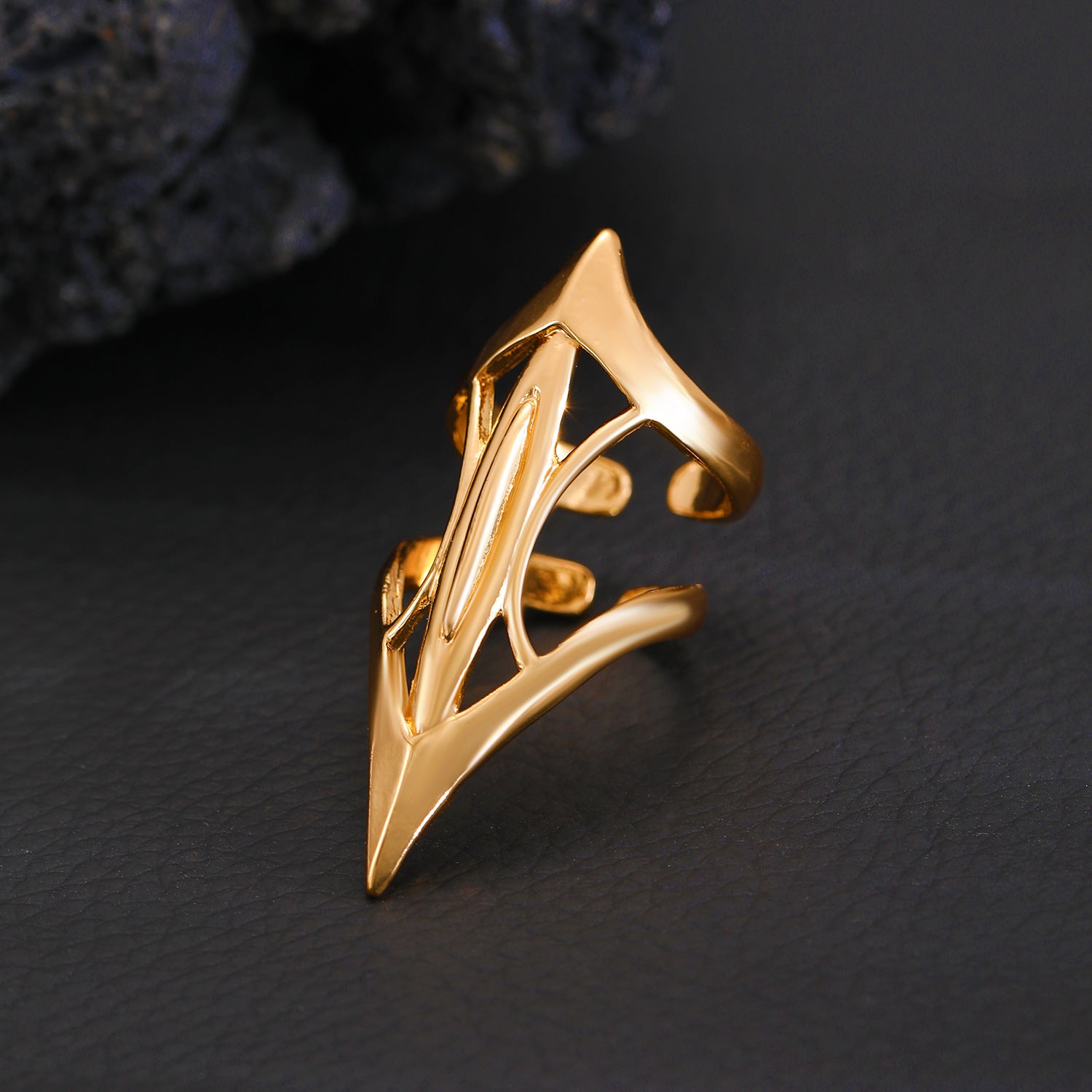 Wholesale  Geometric Diamond Opening Nail Copper Ring