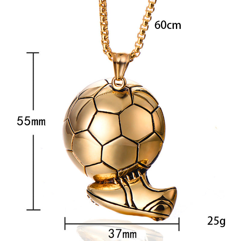 Wholesale  Football Pendant Retro Men' s Stainless Steel Chain Necklace