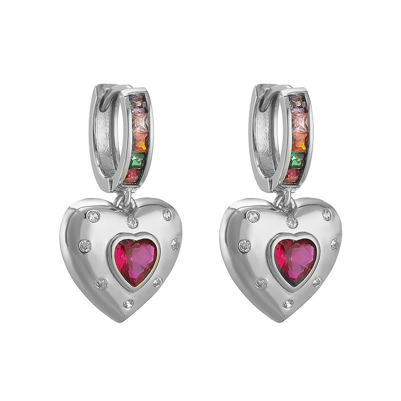 Wholesale asymmetric love five-pointed star earrings