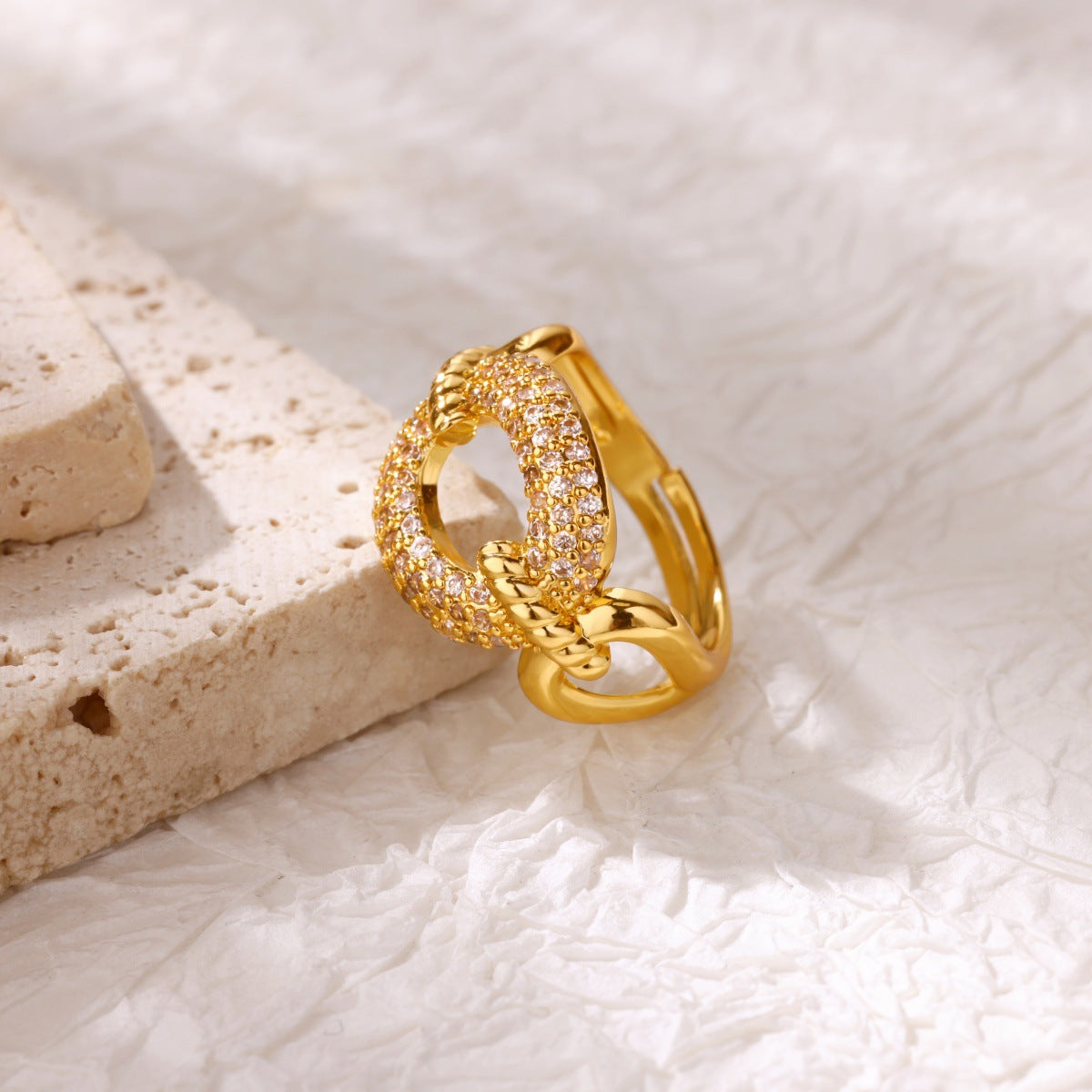Wholesale Copper inlaid zircon full diamond open ring