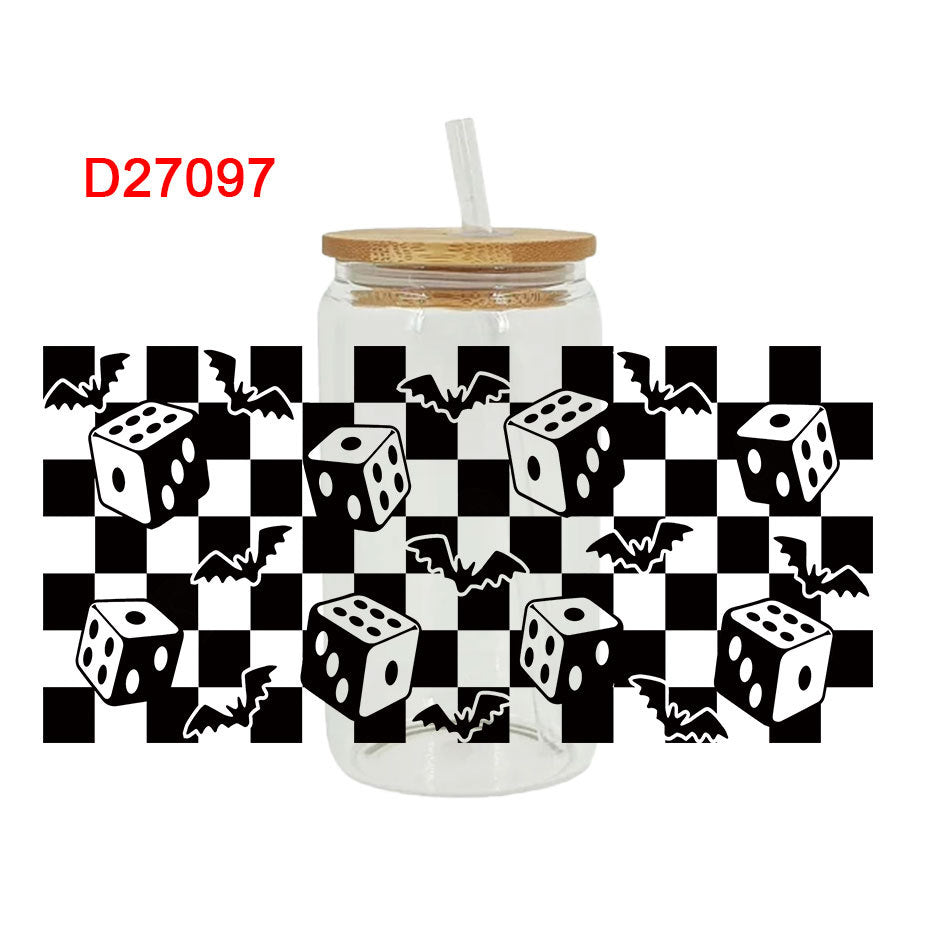 Wholesale Black and white billiards  16oz Cup UV DTF Wraps