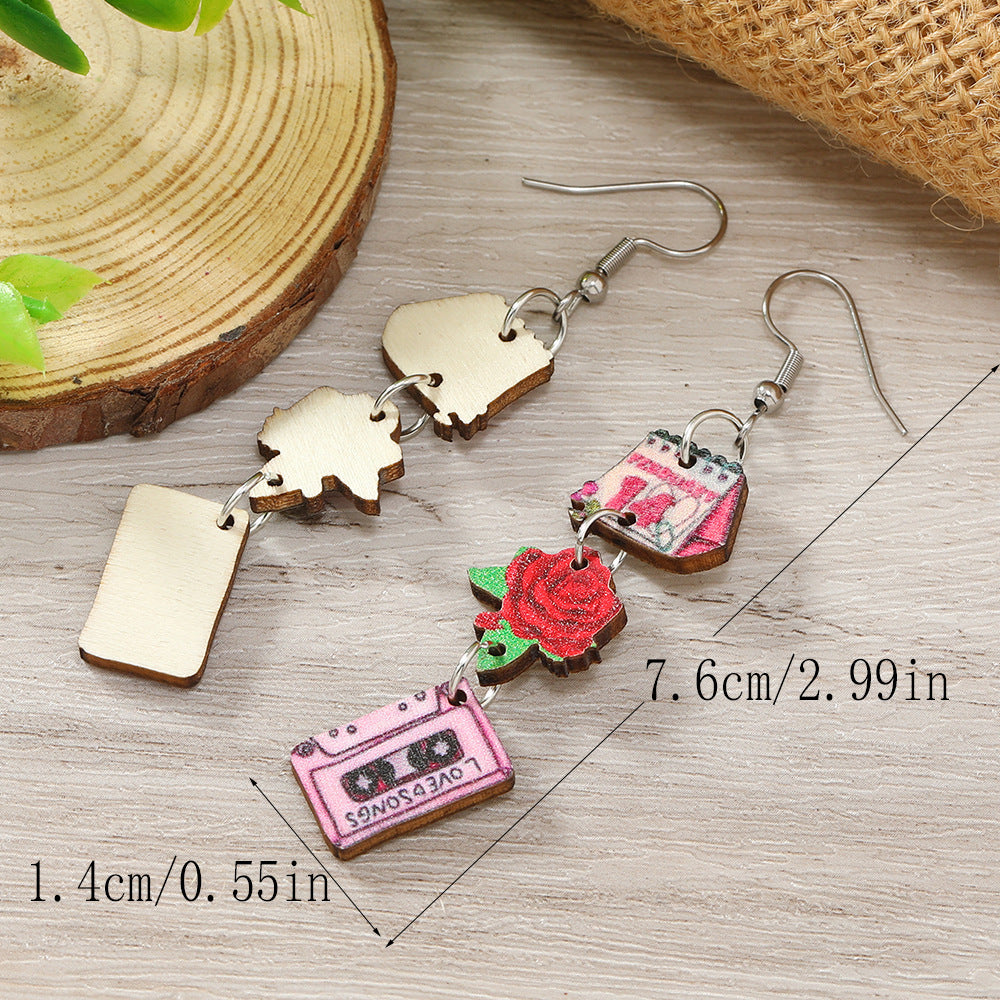 Wholesale Valentine's Day Personalized Printed Wooden Earrings
